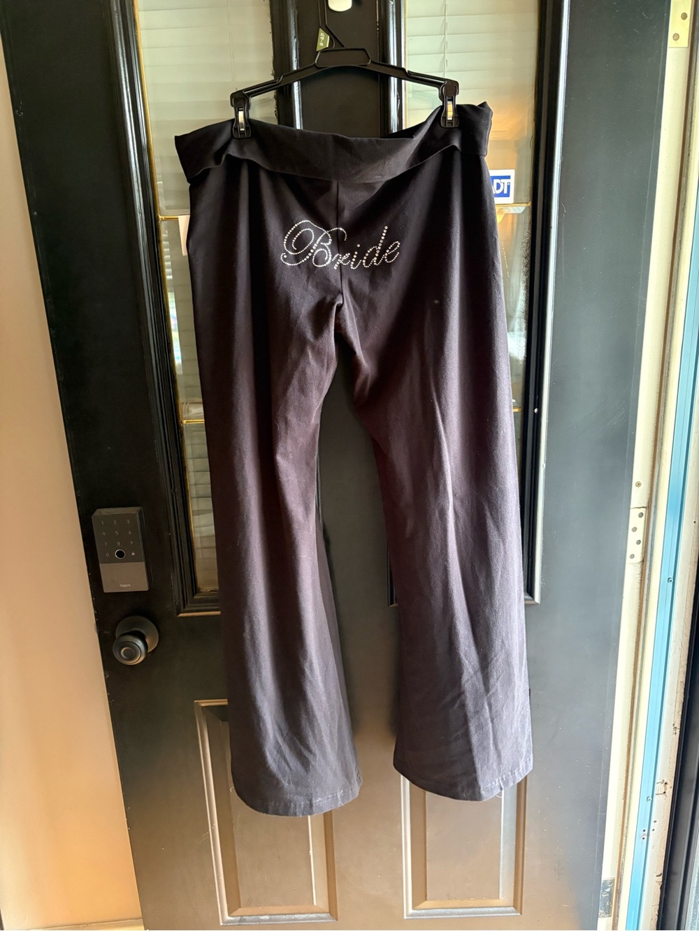 David's Bridal Black 'Bride' Lounge Track Pants